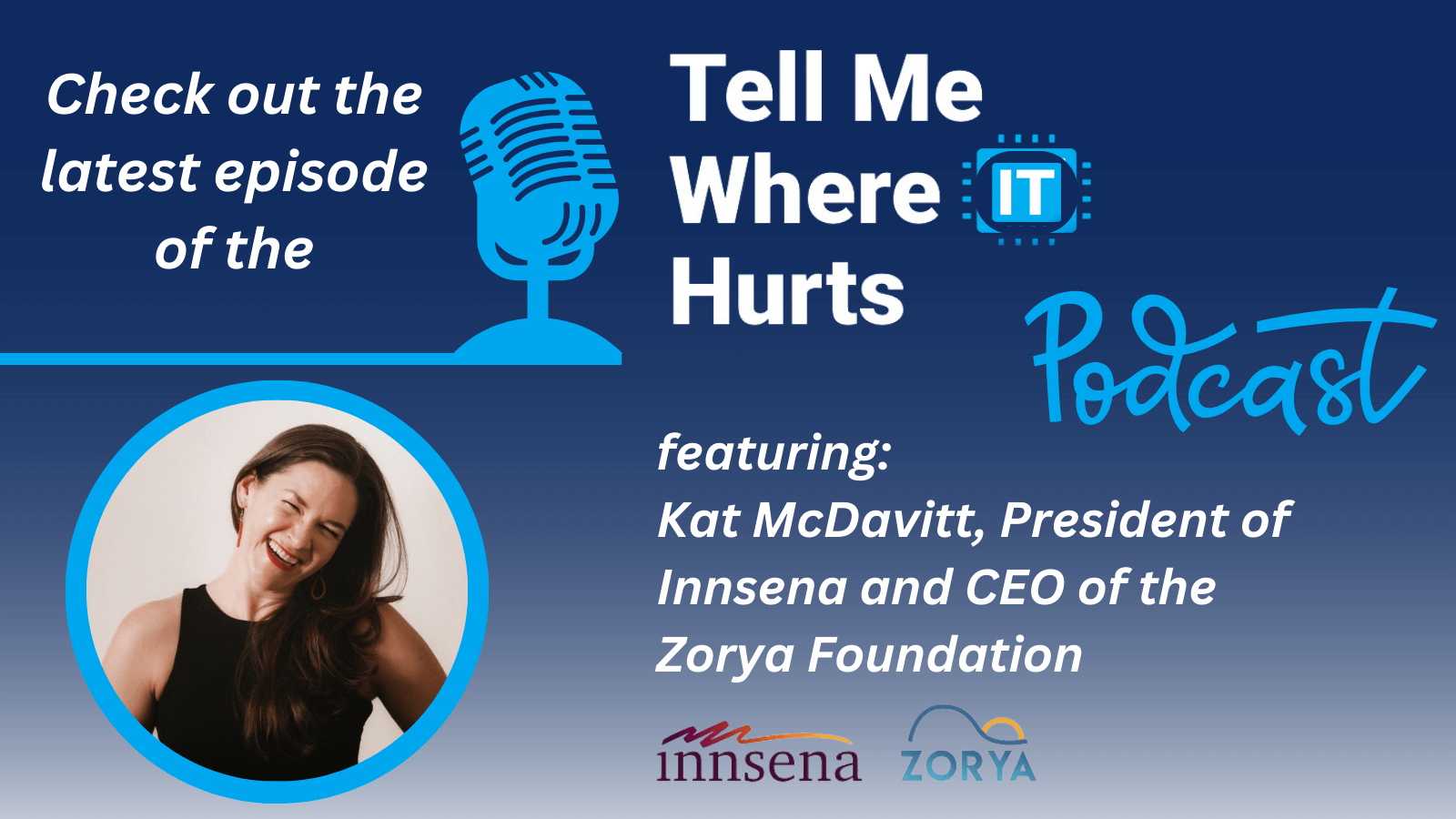 “Tell Me Where IT Hurts” Podcast Guest: Kat McDavitt, President & Founding Partner, Innsena, and CEO & Founder, Zorya Foundation